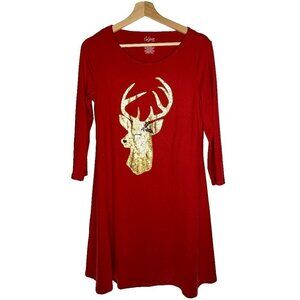 City Streets Christmas Reindeer Tunic Dress Size S